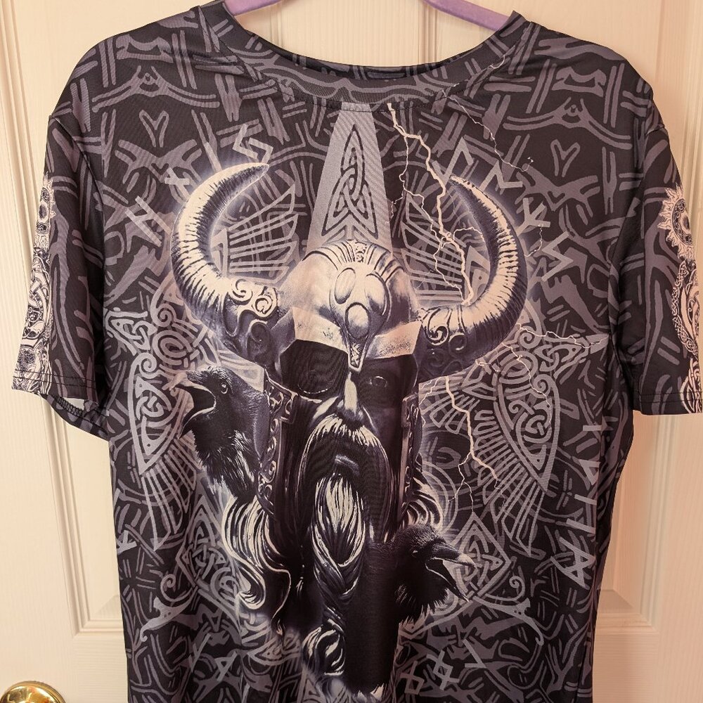 Men's Viking Shirt, Black & Gray, Size Medium, New